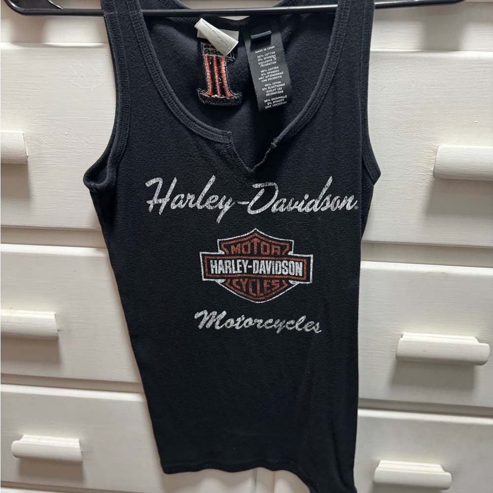 Harley-Davidson Black and Orange Logo Tank